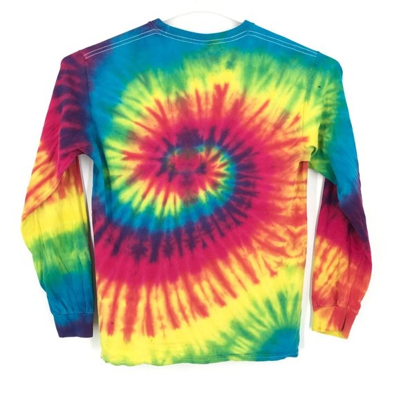 NASA Mens Shirt Medium Red Rainbow Tie Dye Long Sleeve Pullover Spiral Space - Picture 5 of 16